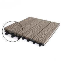 Riyadh DIY Deep Embossing Wood Plastic Composite Grid WPC Composite Tile Interlock Deck Outdoor Garden Grid Tiles 30cm X 30cm